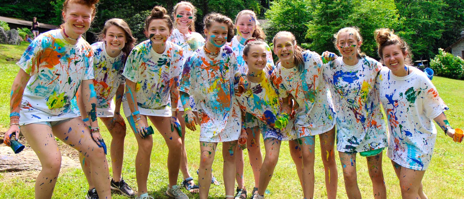 camp girls colorful t-shirt painting