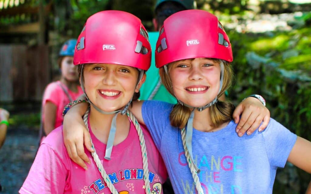 all girls on the camp zipline