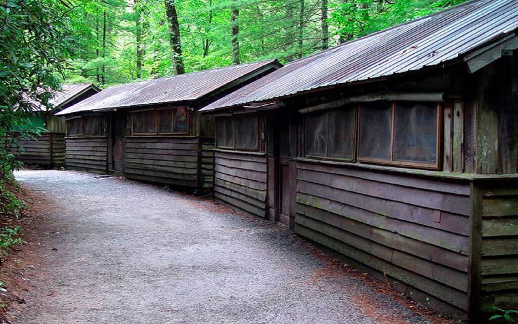 row of cabins at Rockbrook Camp