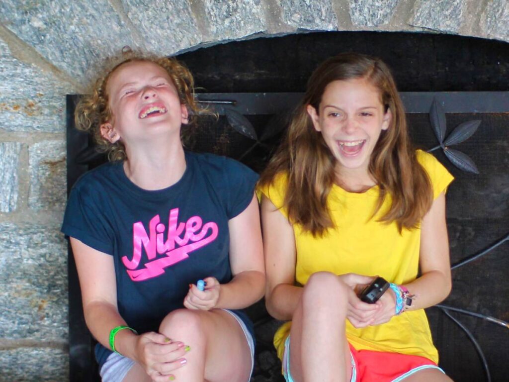 laughing camp friends