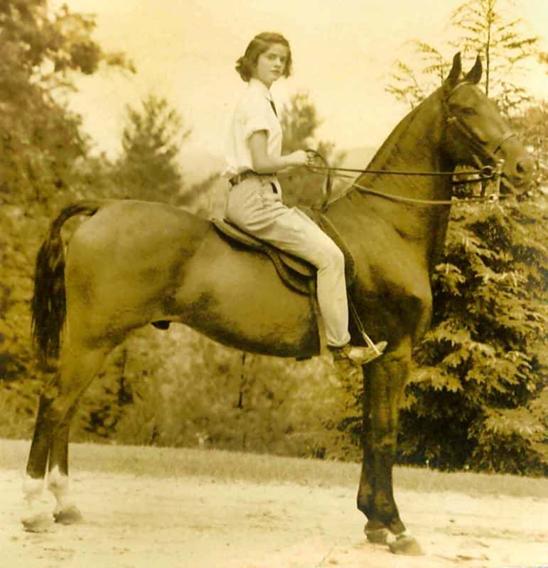 Early girls camp horse and rider