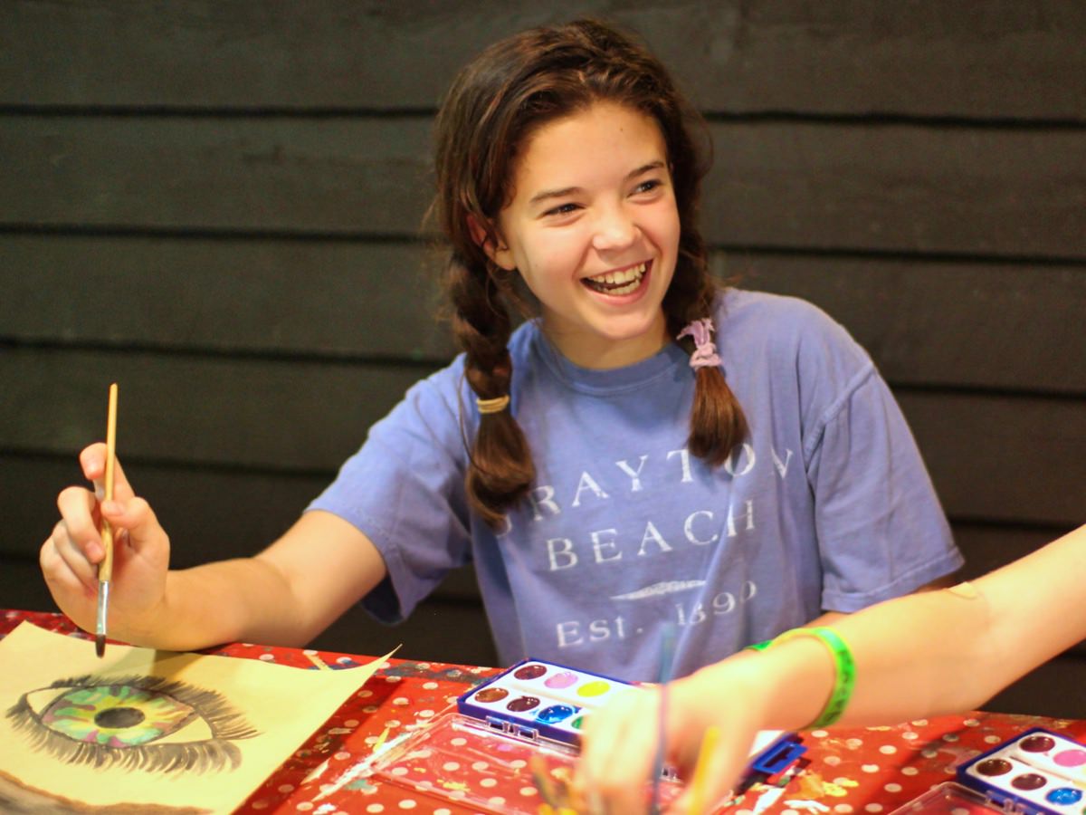 Girl in painting class at crafts camp