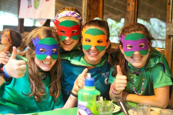 camp girls dressed at ninja turtles