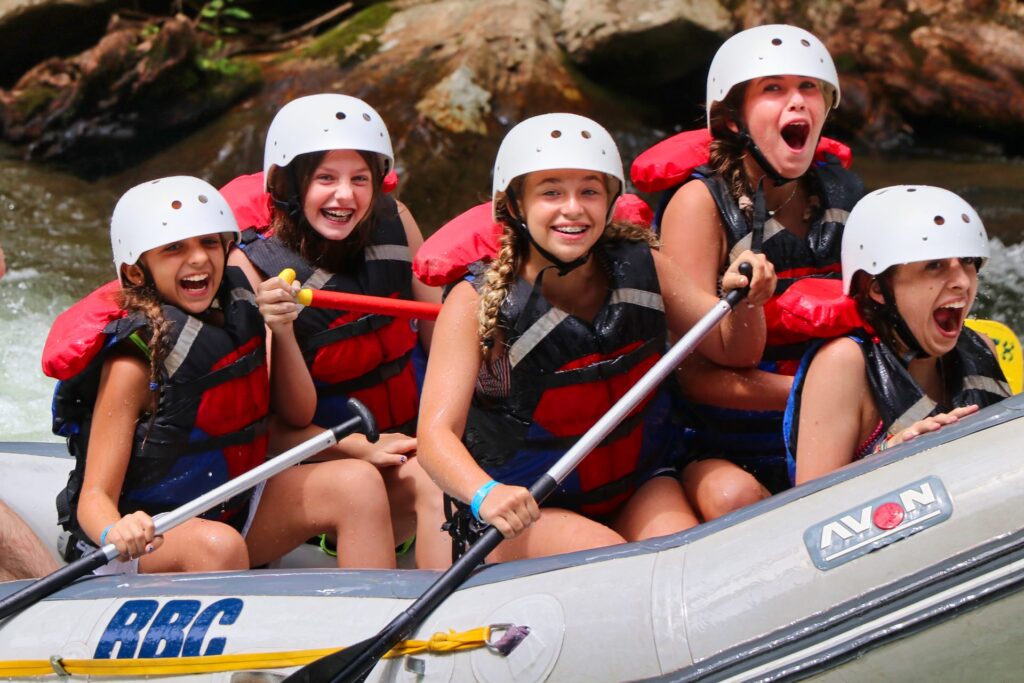 girls camp rafting thrills