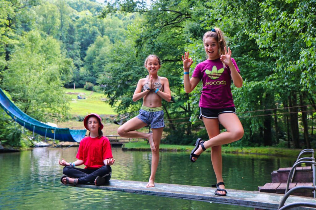three camp girls yoga poses