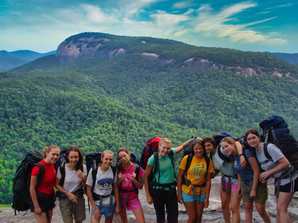 Backpacking group at overlook