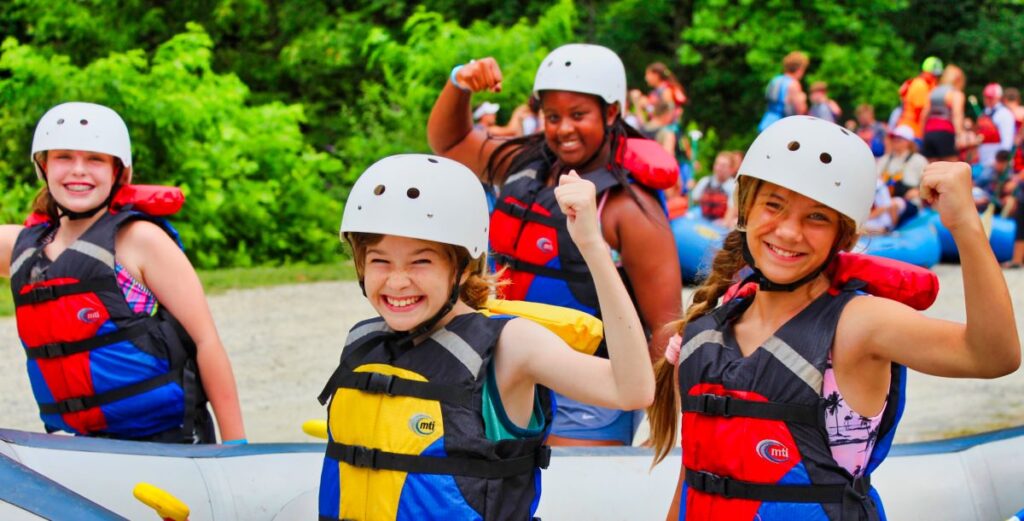 powerful camp girls showing their muscle