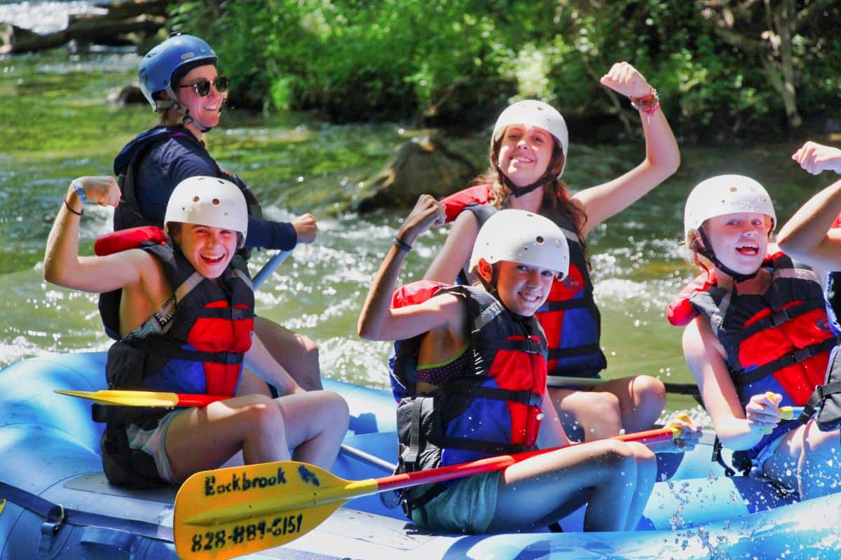 strong pose rafting camp girls