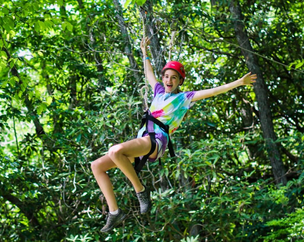 camp zip lining girl