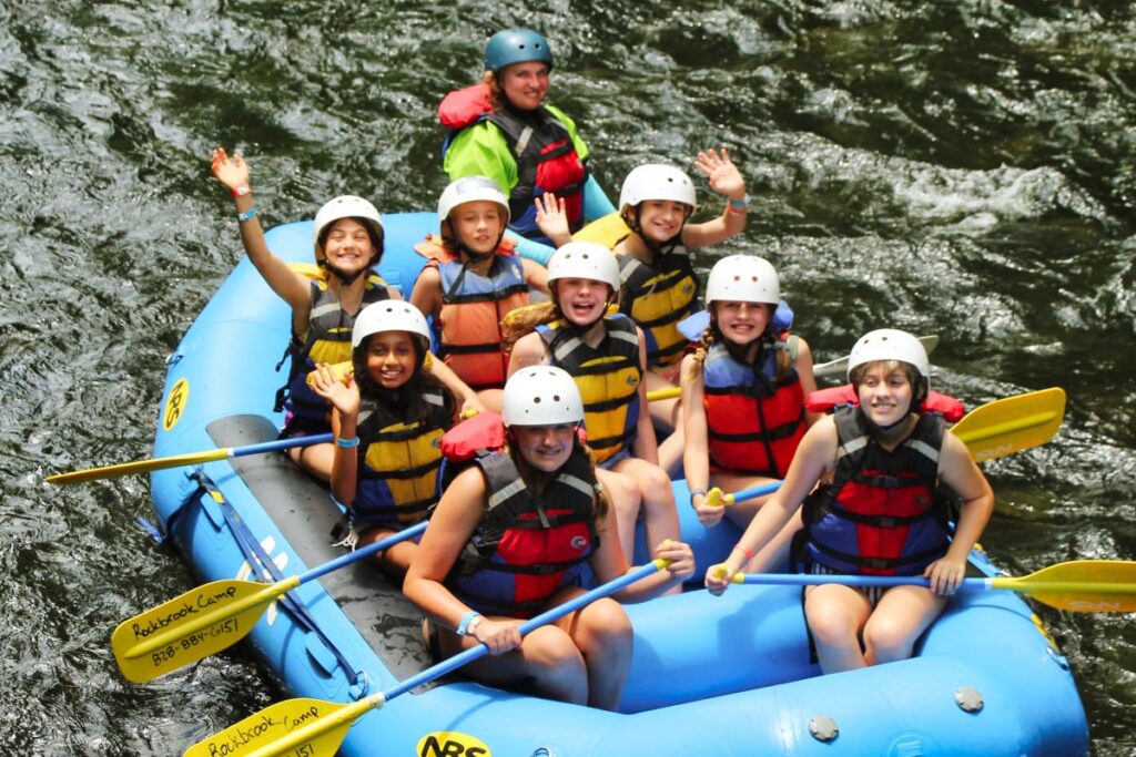 young campers rafting
