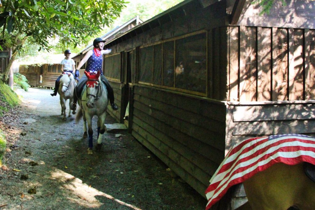 4th of July horses in camp line