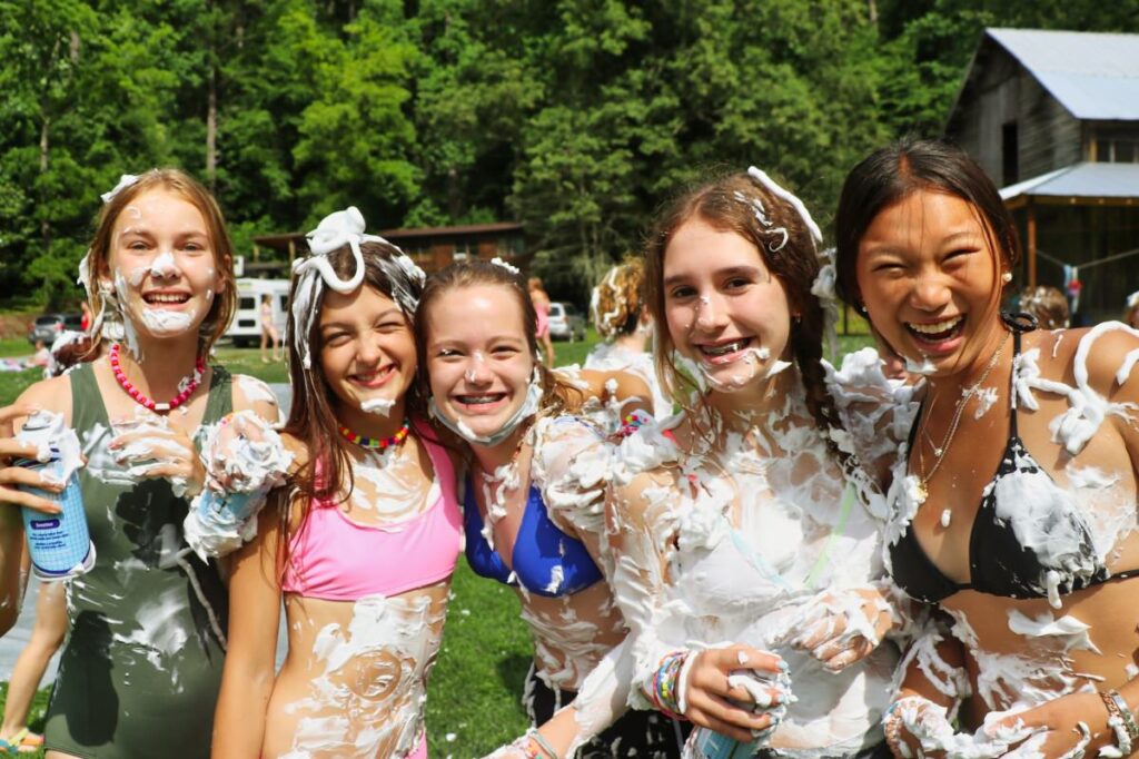 girls smeared in shaving cream