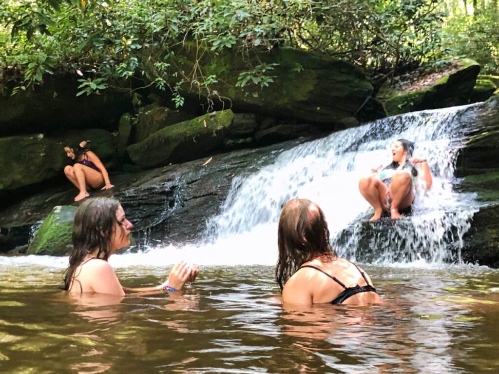 girls swimming at Rockbrook Cove