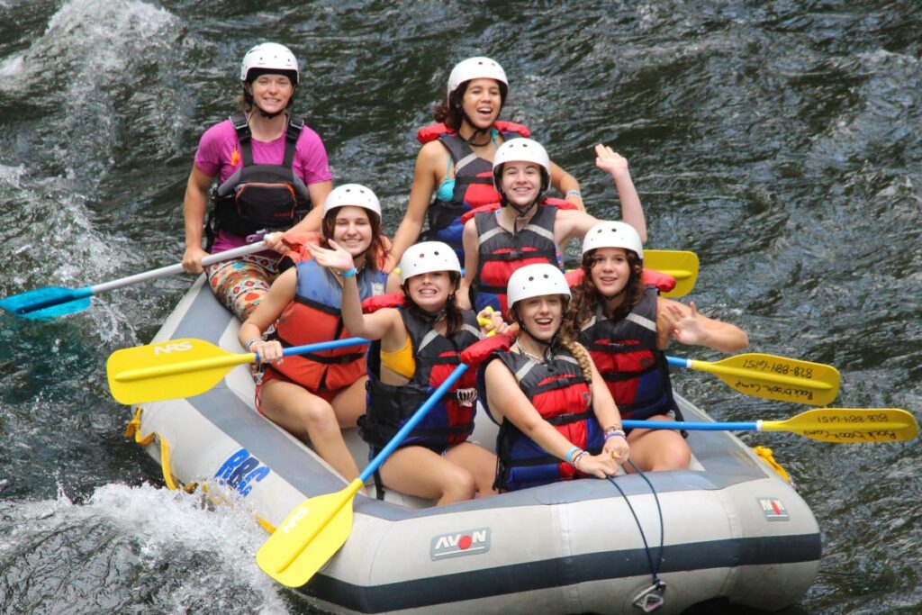 summer camp whitewater rafting fun