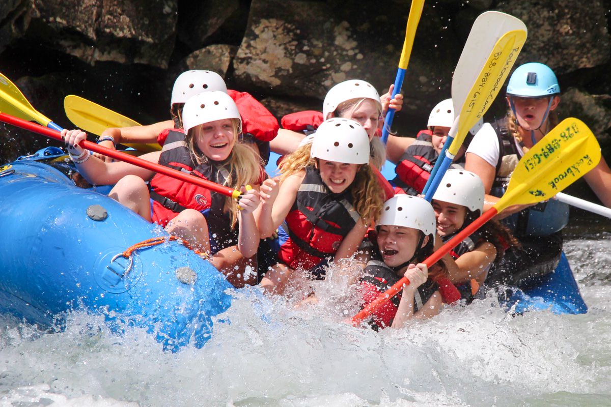 whitewater rafting girls at camp