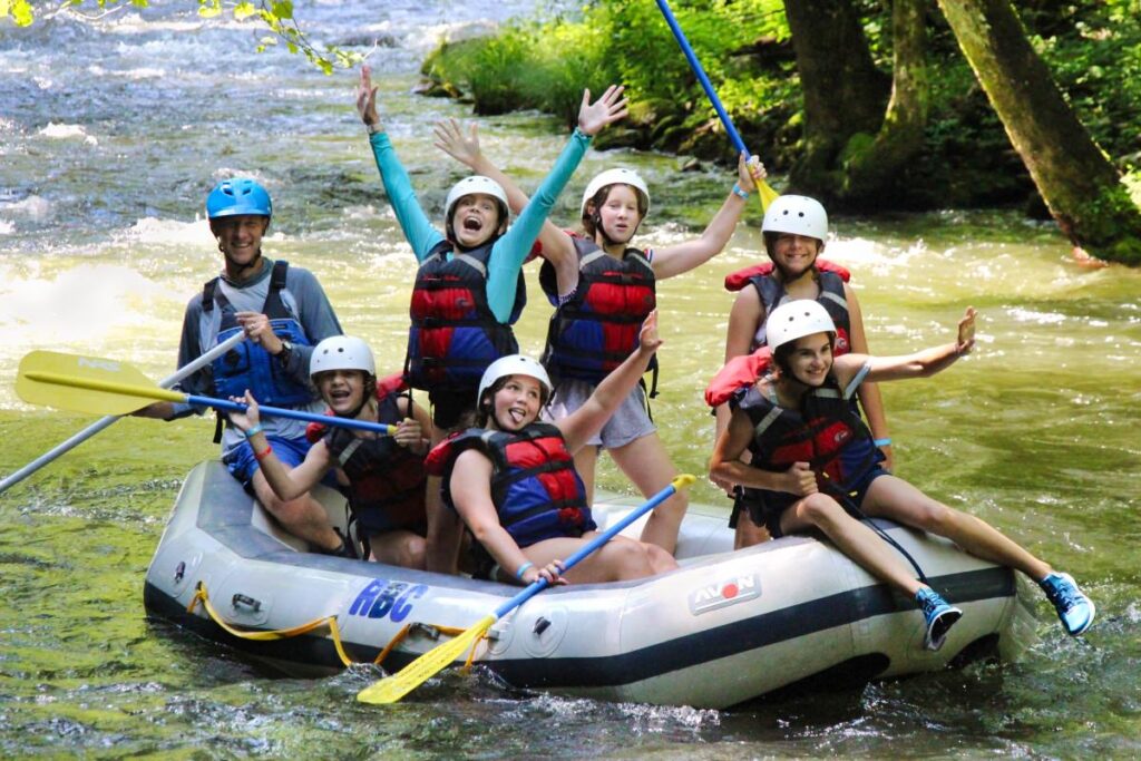 whitewater rafting party kids