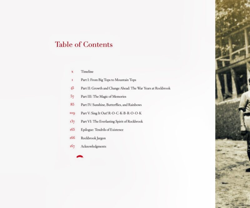 table of contents page camp history