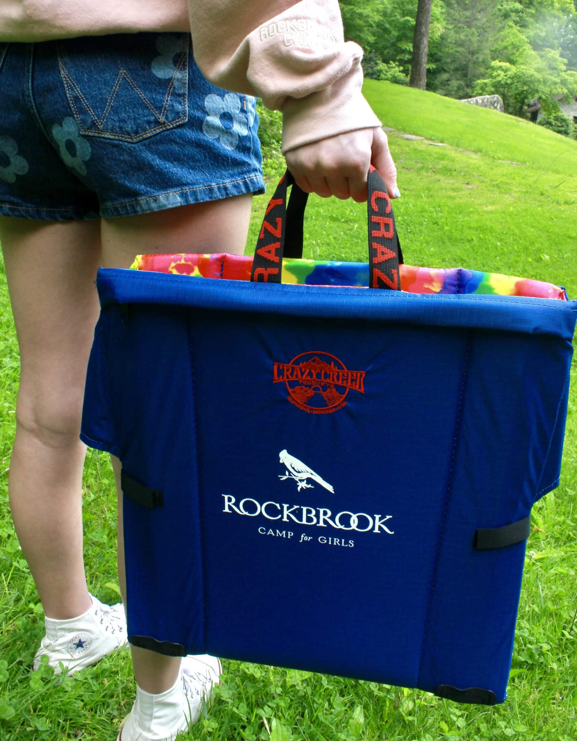 holding crazy creek close up