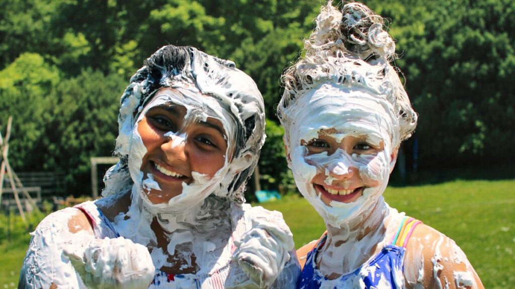 shaving cream pair of girls