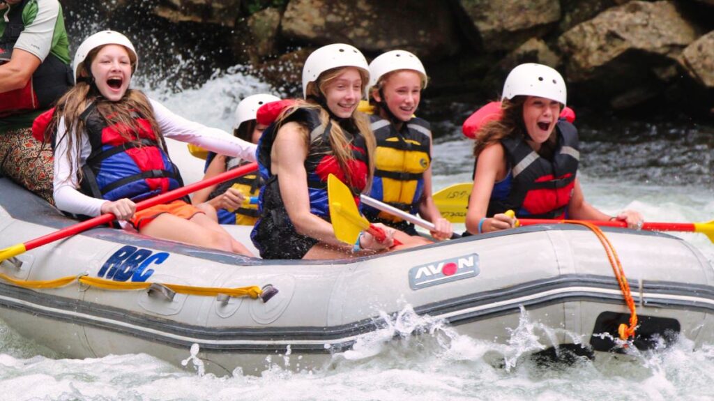 whitewater rafting campers