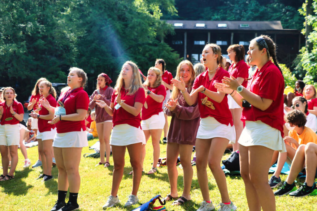 Excited summer camp counselors