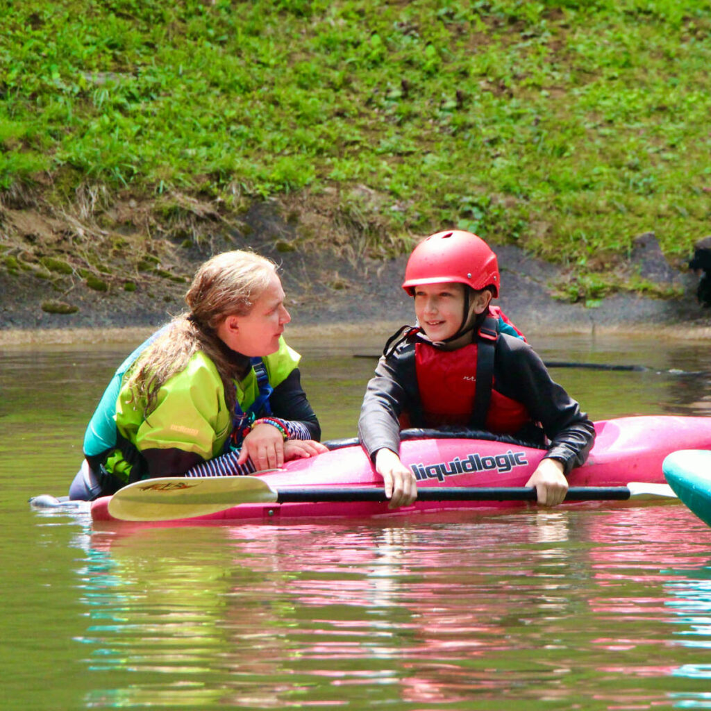 girl kayak instruction