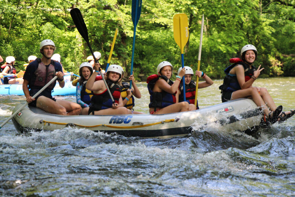 whitewater rafting peace sign