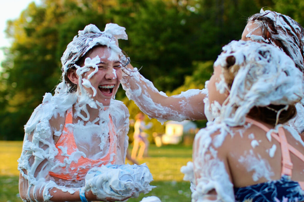 shaving cream fight laugh