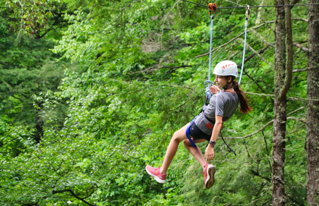 summer camp zipline girl