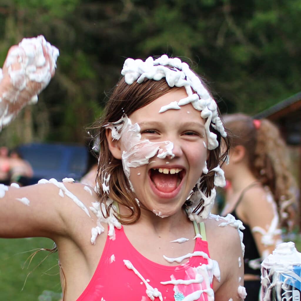 shaving cream surprised camp kid