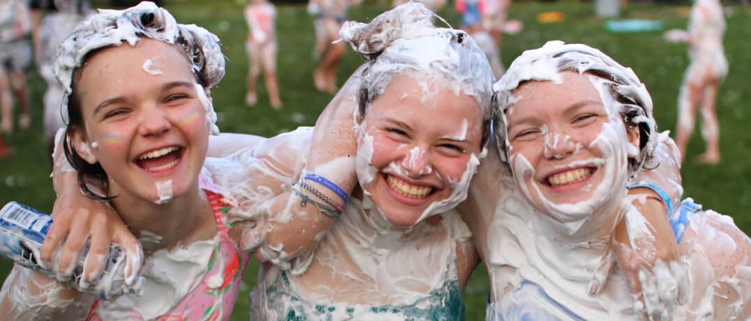 shaving cream fight camp girls