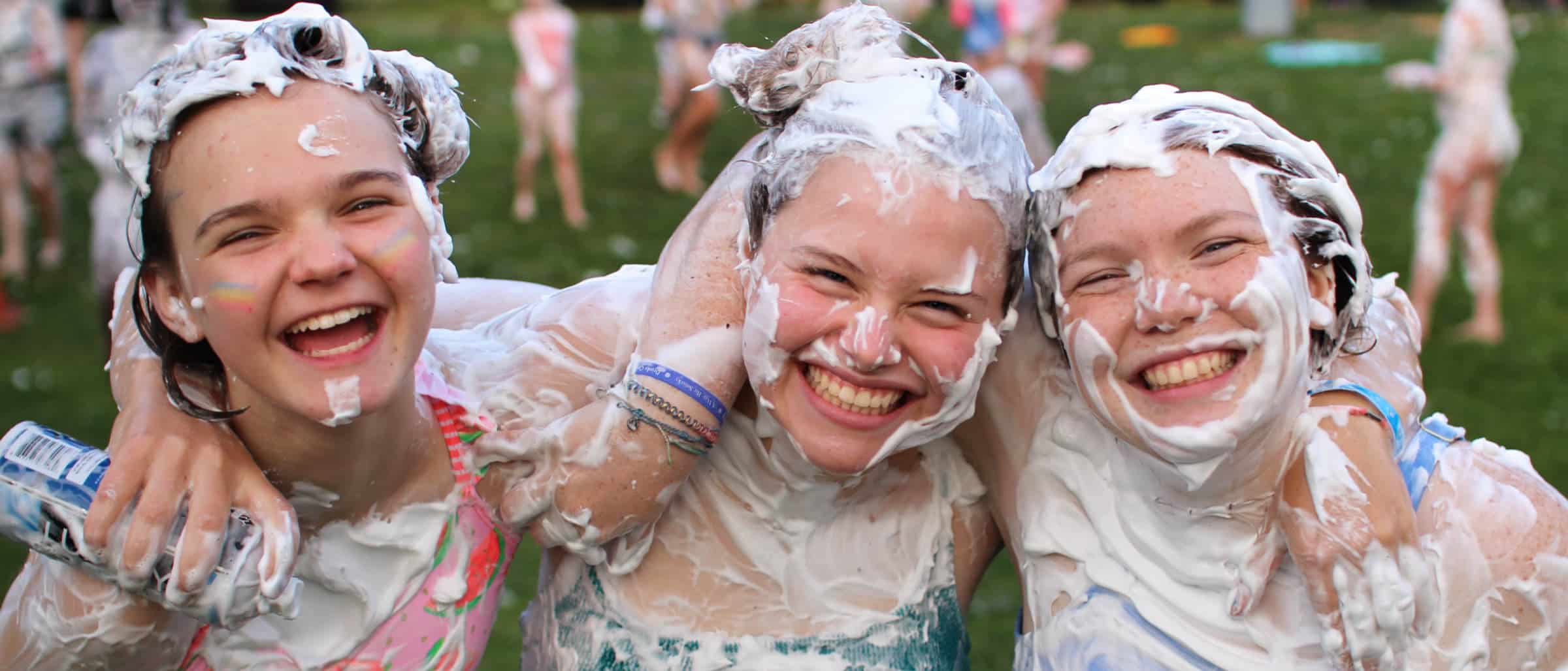 shaving cream fight camp girls