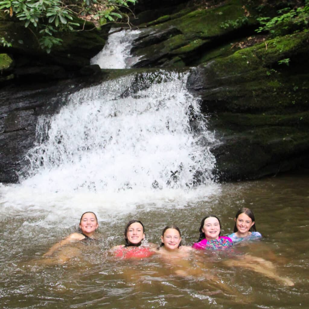 camp waterfall swimming