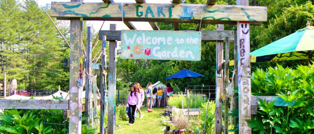 summer camp garden welcome sign