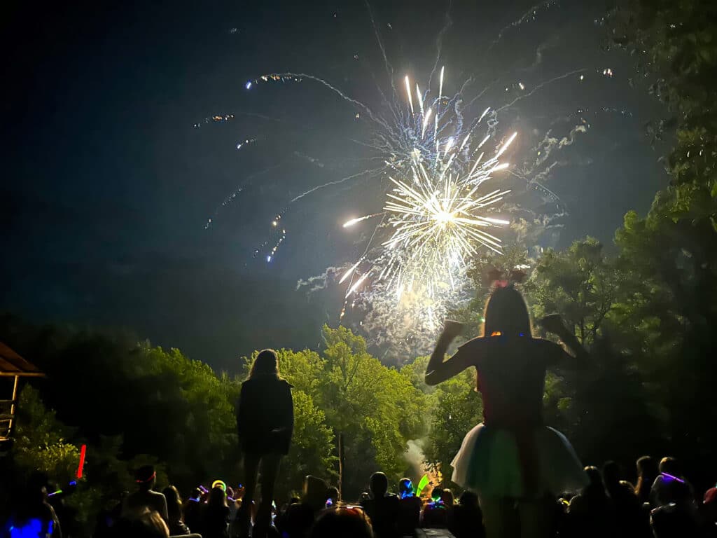 summer camp fireworks dance party