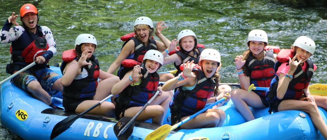 summer camp girls rafting