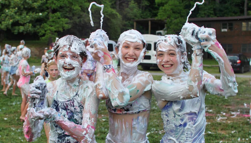 kids having fun with shaving cream