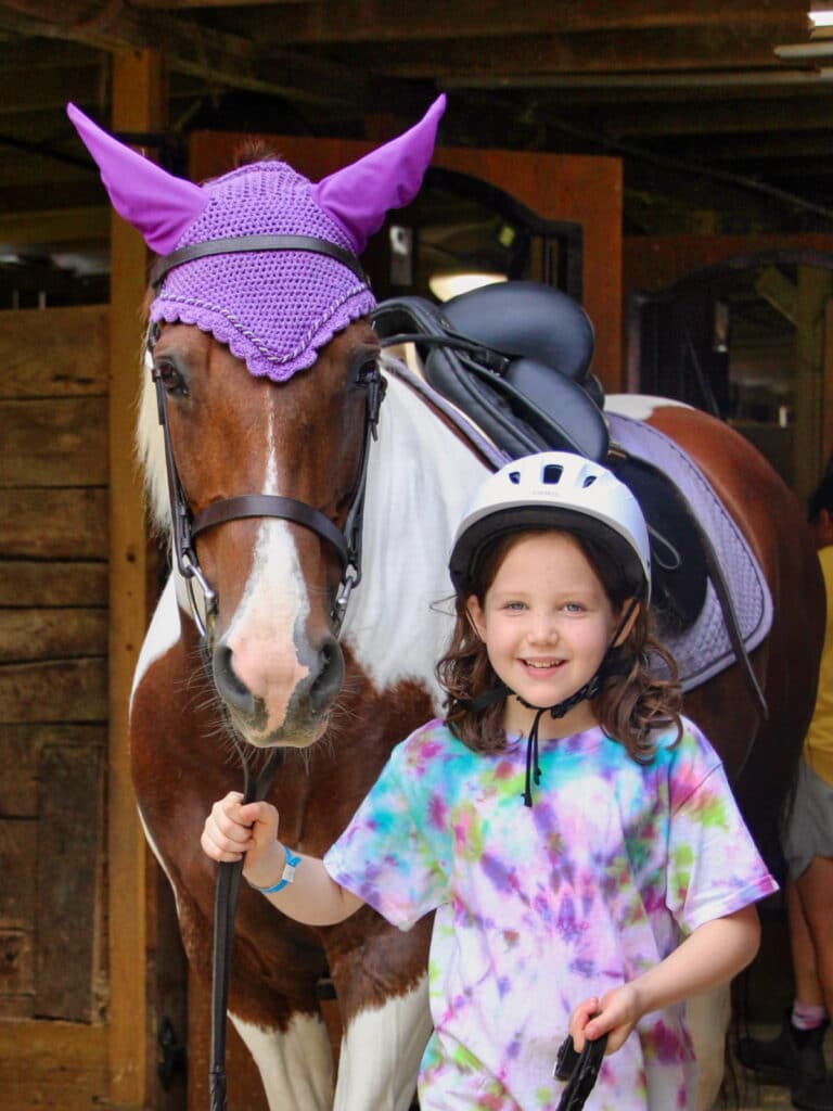 small child leading a horse