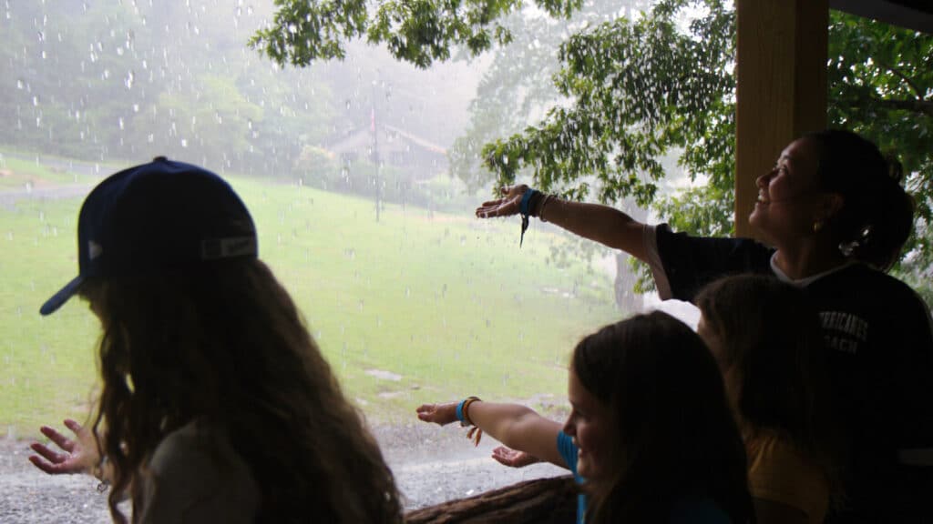 rain storm at summer camp