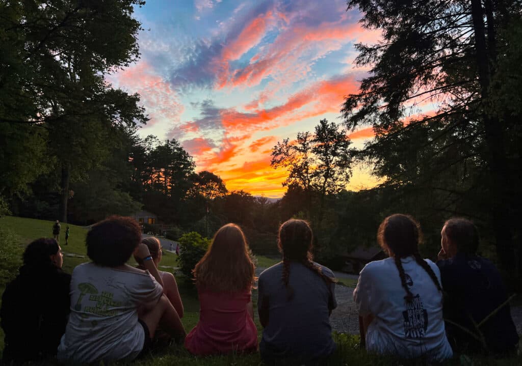 summer camp sunset evening