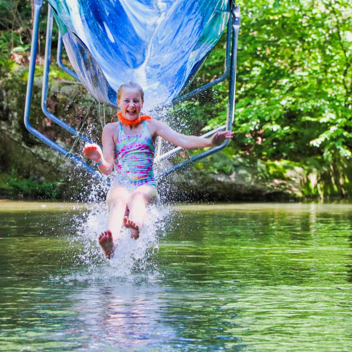 summer camp waterslide kid