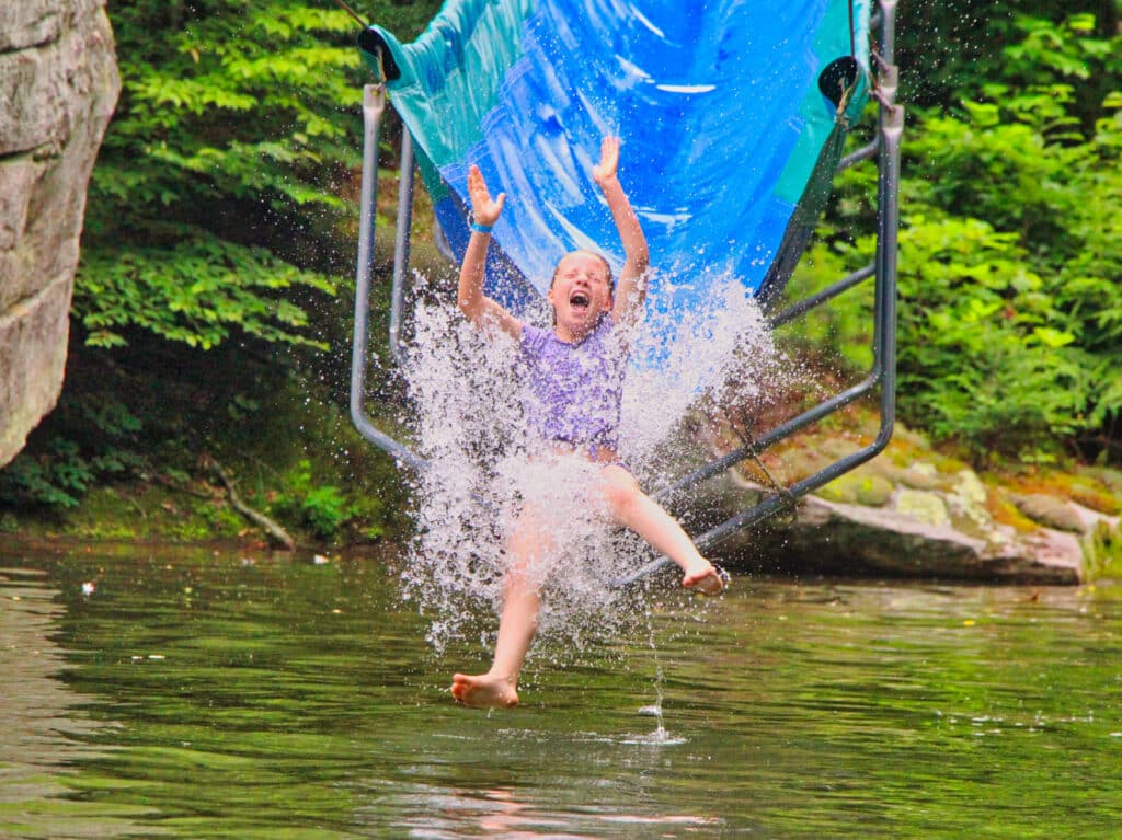 camp waterslide splash