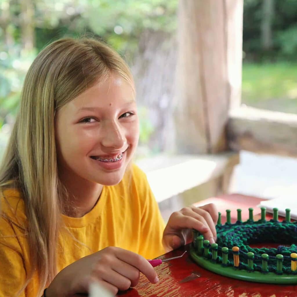 summer camp girl knitter