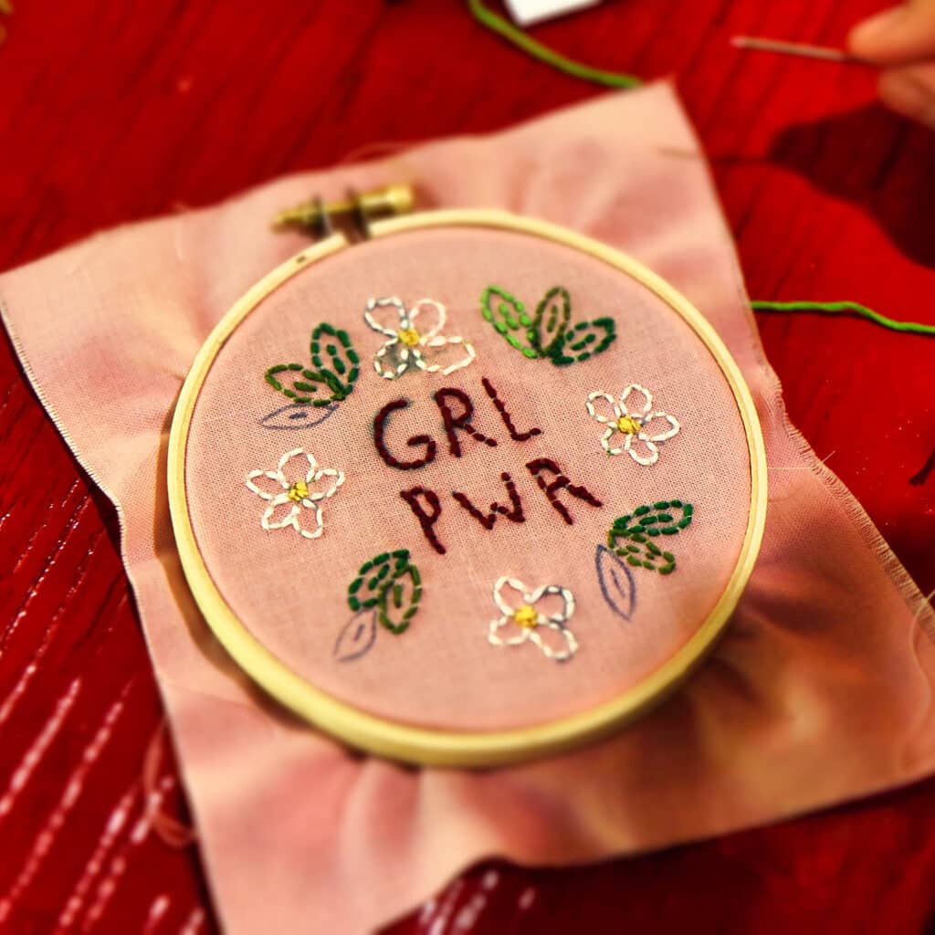 summer camp girl power embroidery