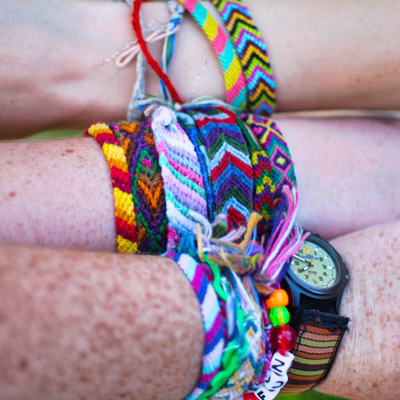 girl summer camp wrists with bracelets