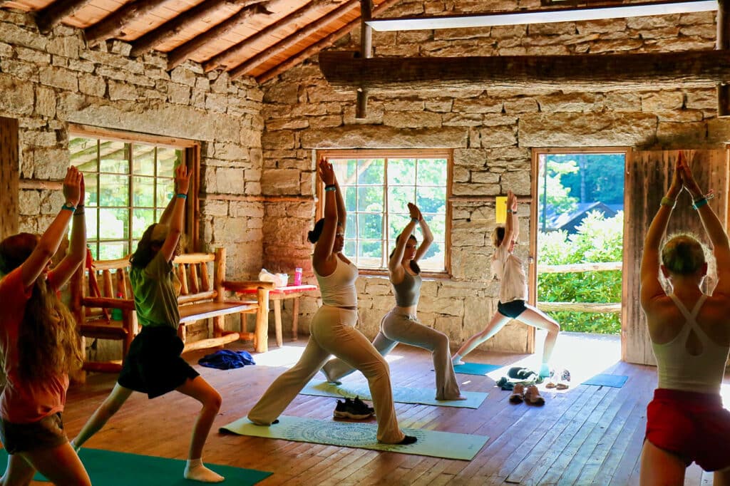 summer camp yoga session