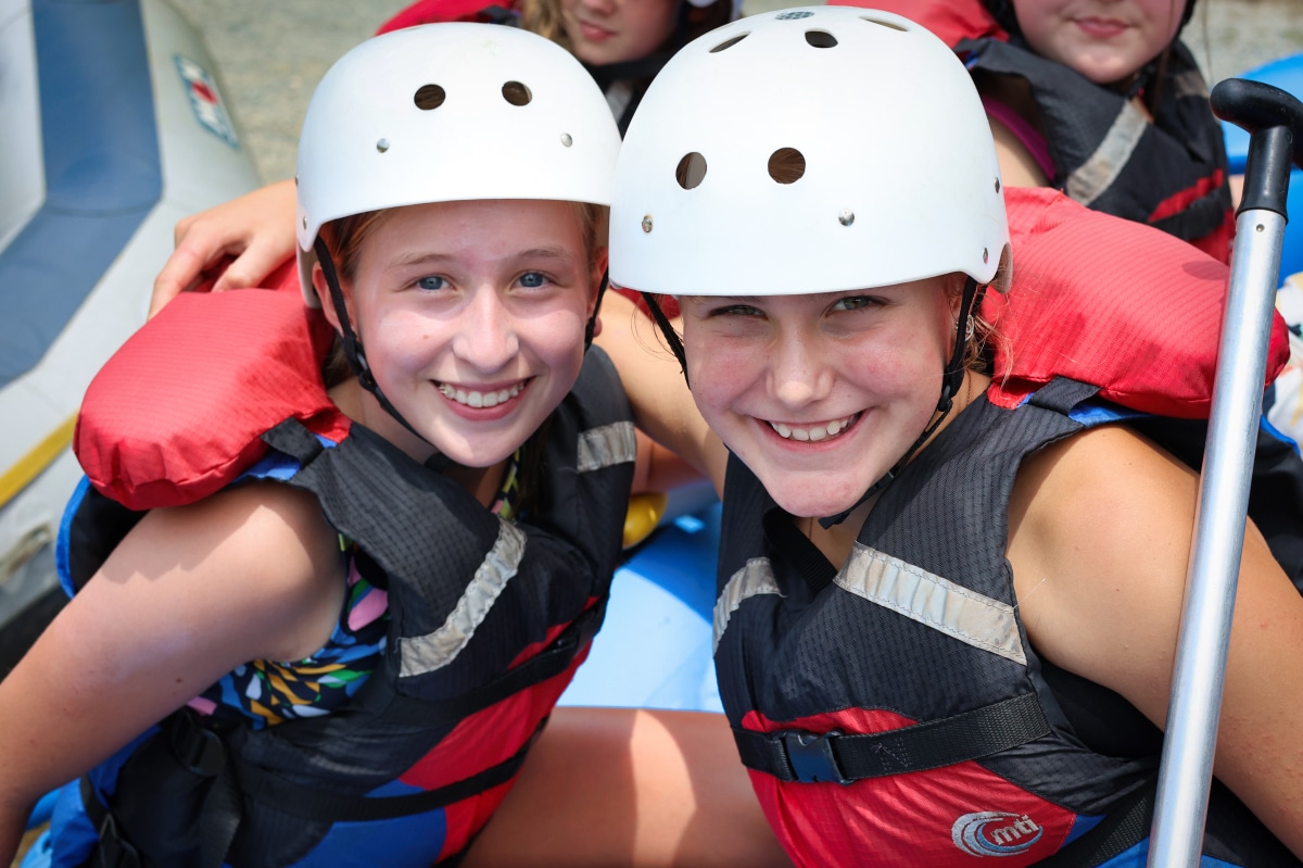 summer camp girls rafting