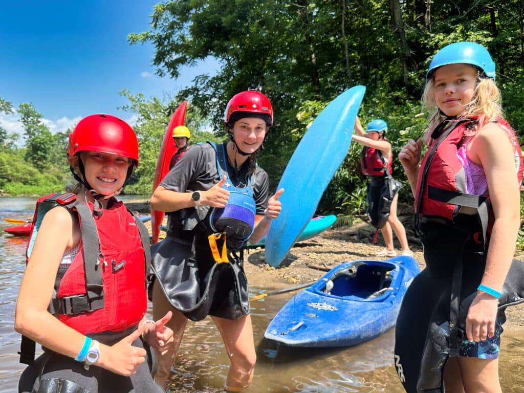 summer camp girls kayaking