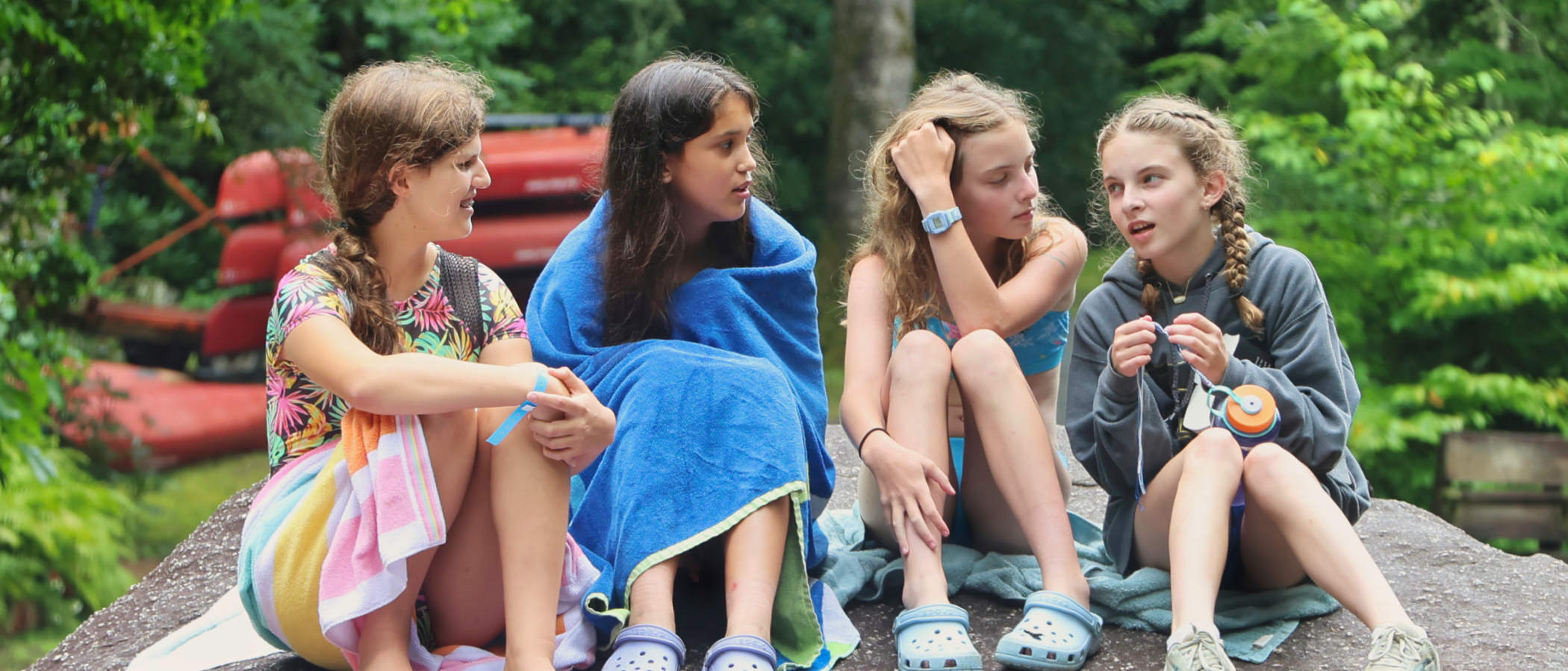 summer camp friends talking