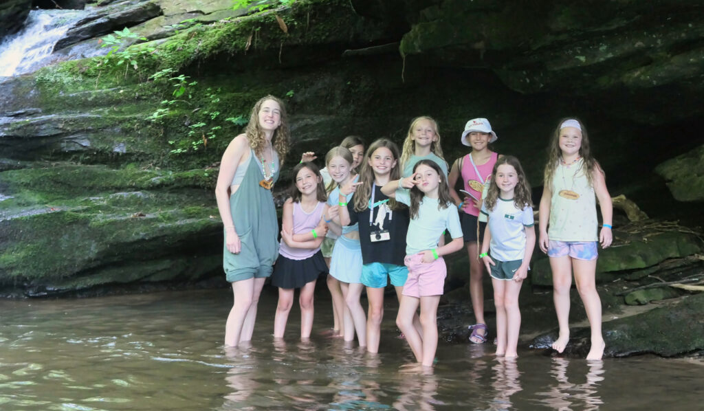 Camp girls nature walk